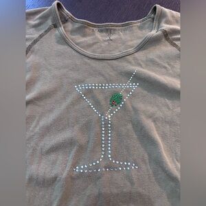 Martini Graphic Rhinestone Baby Tee